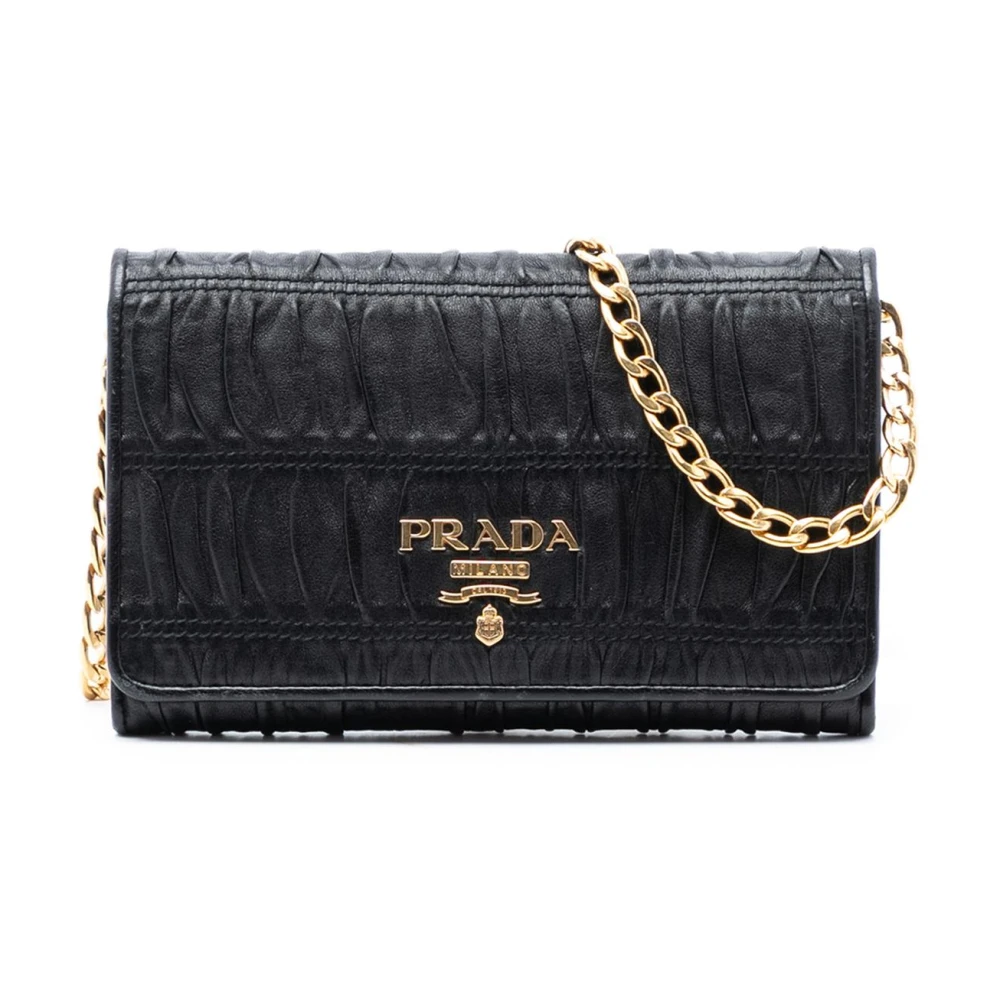 Prada Vintage Women's Black Pre-Owned Chain Wallet