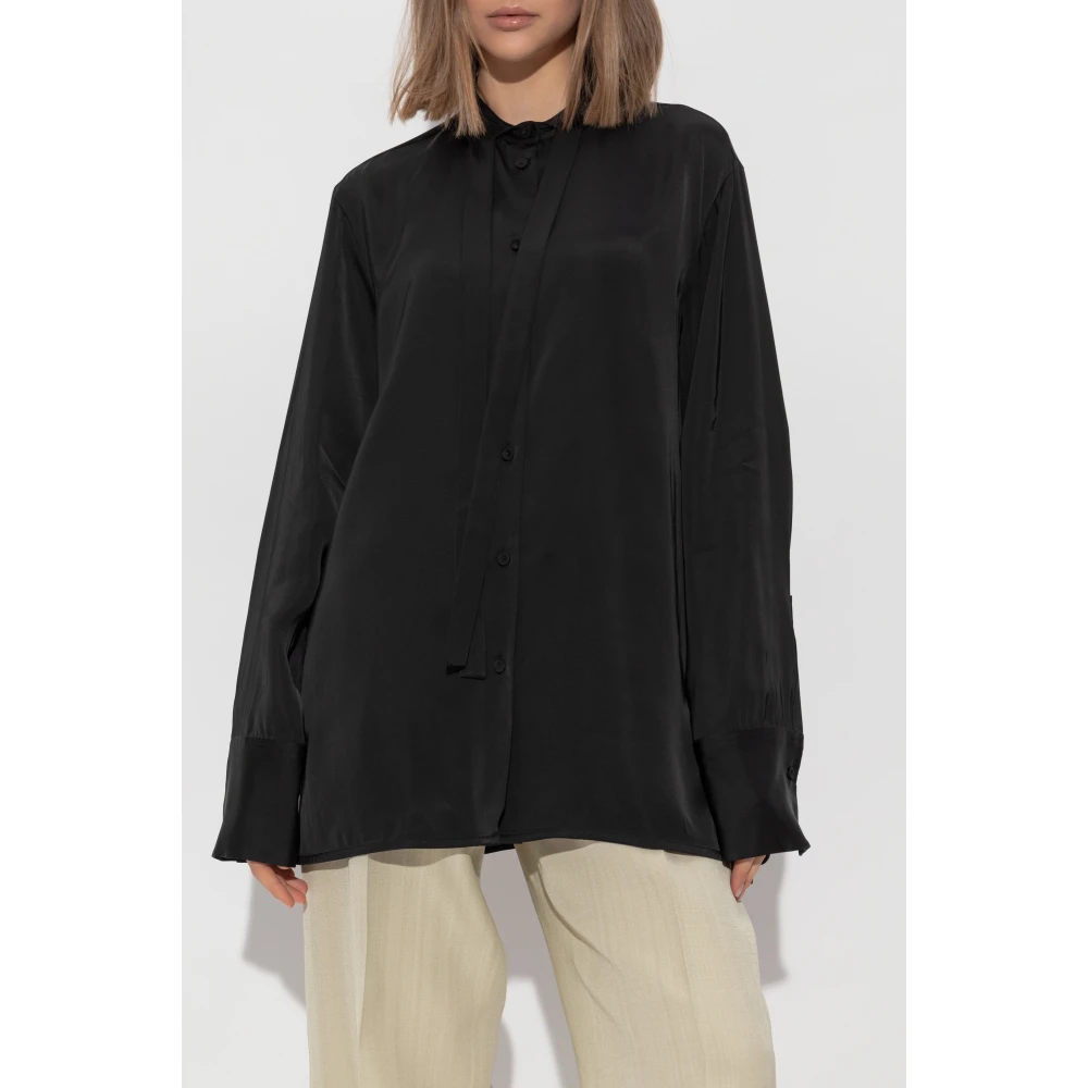 Jil Sander Zijden overhemd Black Dames