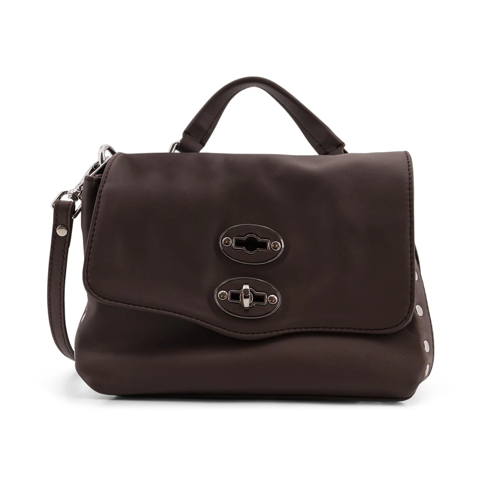 Zanellato Women's Brown Twist-Lock Flap Handbag