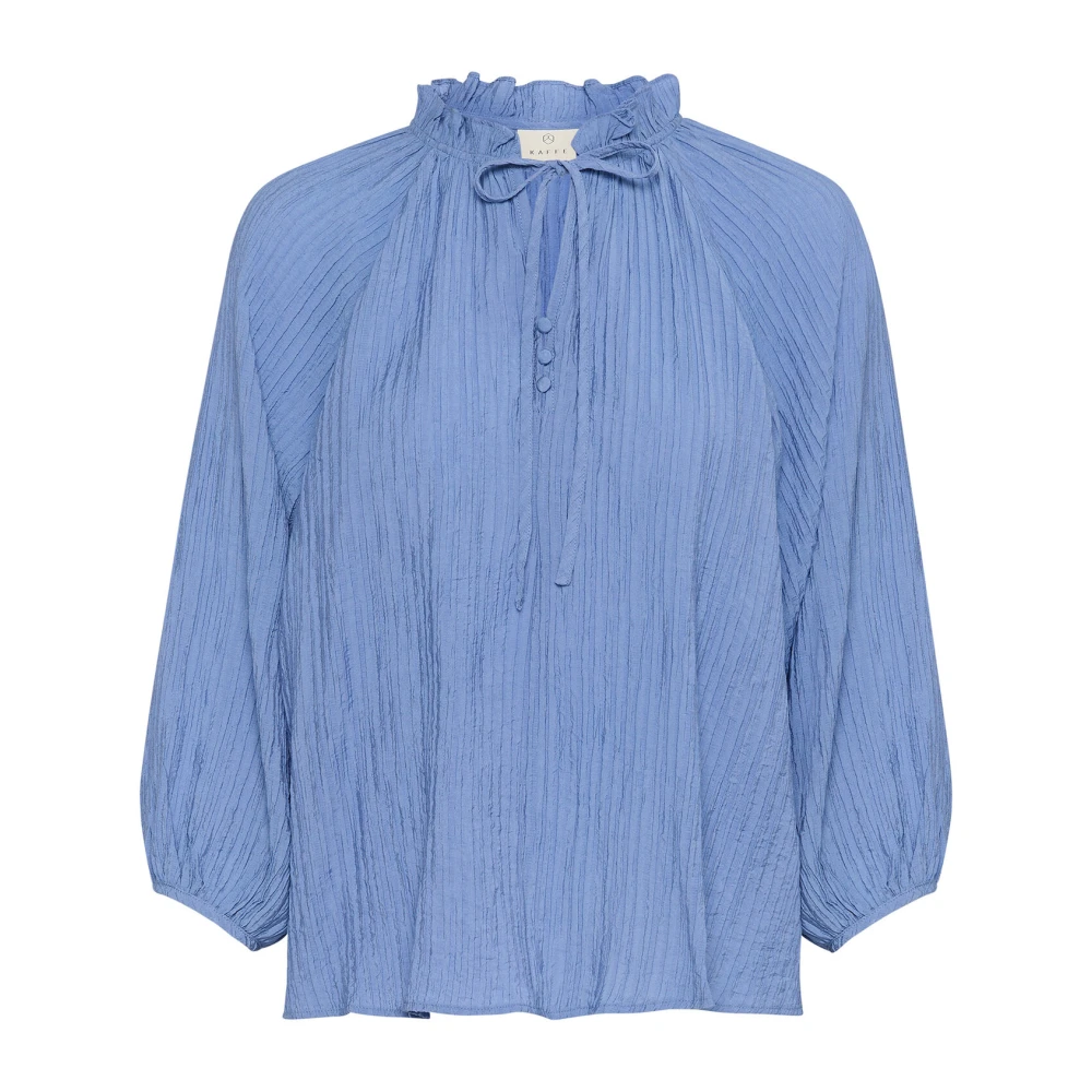 Kaffe Women's Blue Blouses,, Feminine Blouse With V-Neck Large