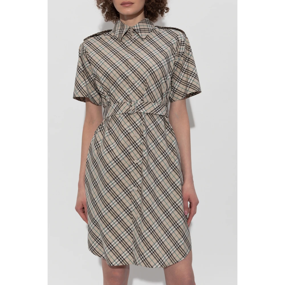 Burberry Geruite Jurk Beige Dames