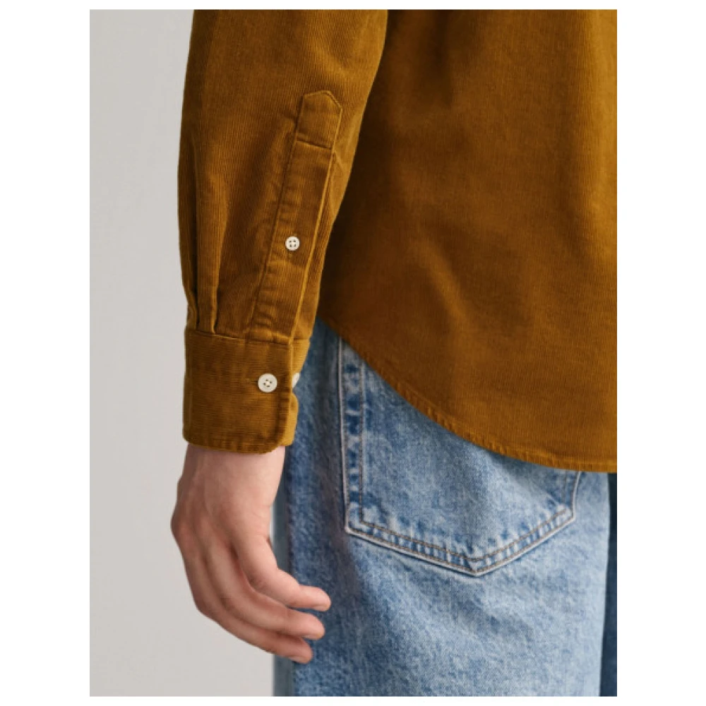 Gant Fluweel Regular Shirt met Borstzak Brown Heren