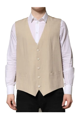 Beige Linneformell Väst