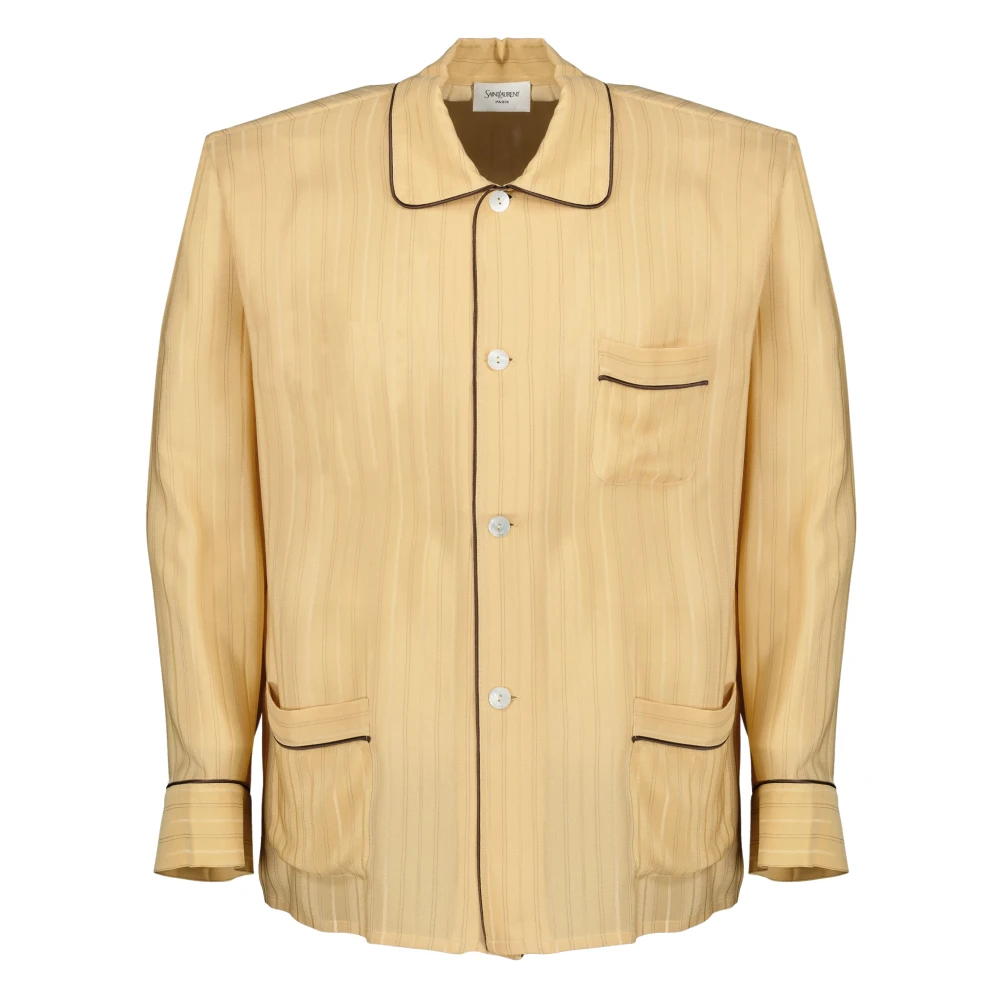 Saint Laurent Men's Beige Pajama Top In Silk - Pyjamas - S - Nightwear & Lounge