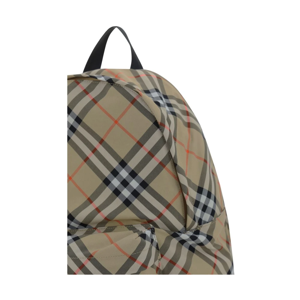 Burberry Geruite Rugzak met Verstelbare Banden Beige Heren