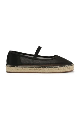 Svarta espadriller i genomskinligt tyg