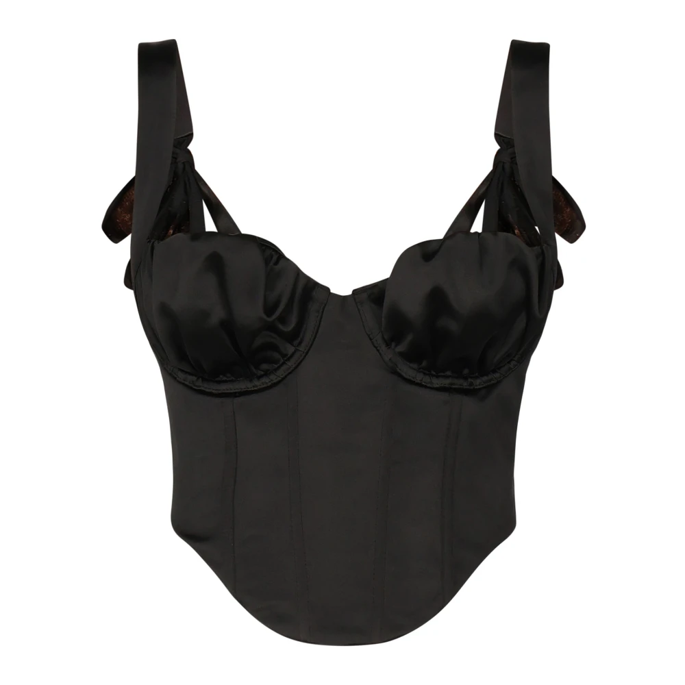 For Love & Lemons Zwarte Top met Strik en Rits Black Dames