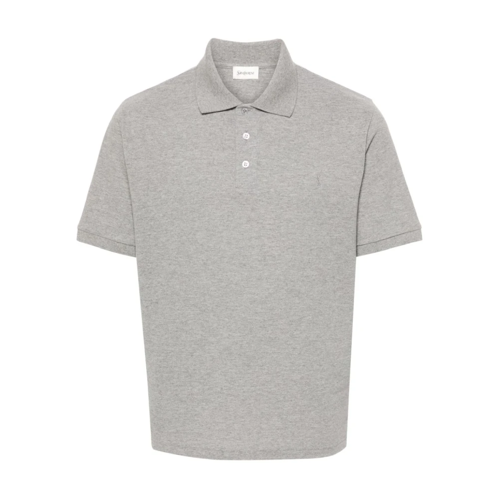 Saint Laurent Piqué polo shirt van katoenmix Gray Heren