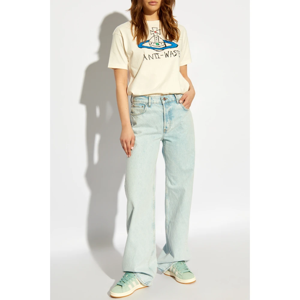 Vivienne Westwood T-shirt met logo Beige Dames