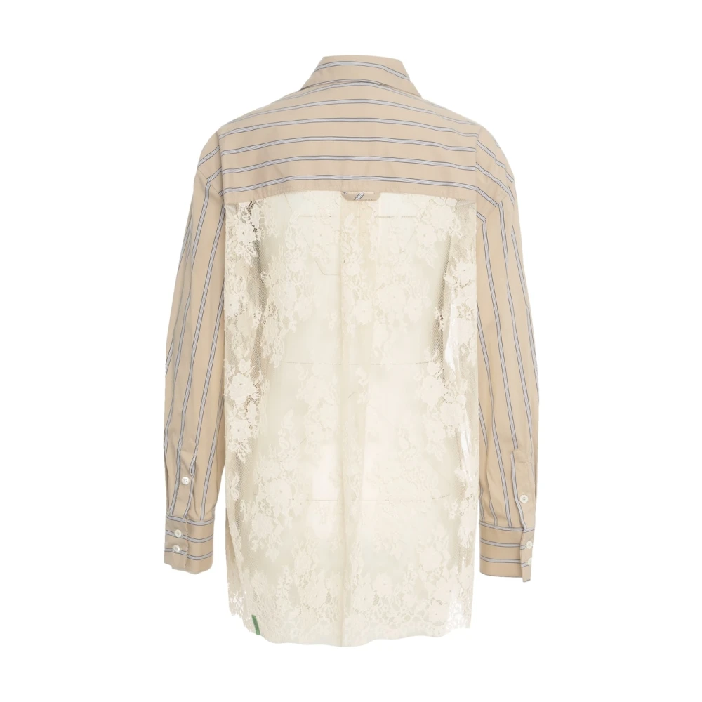 Semicouture Beige Gestreepte Kant Blouse Beige Dames