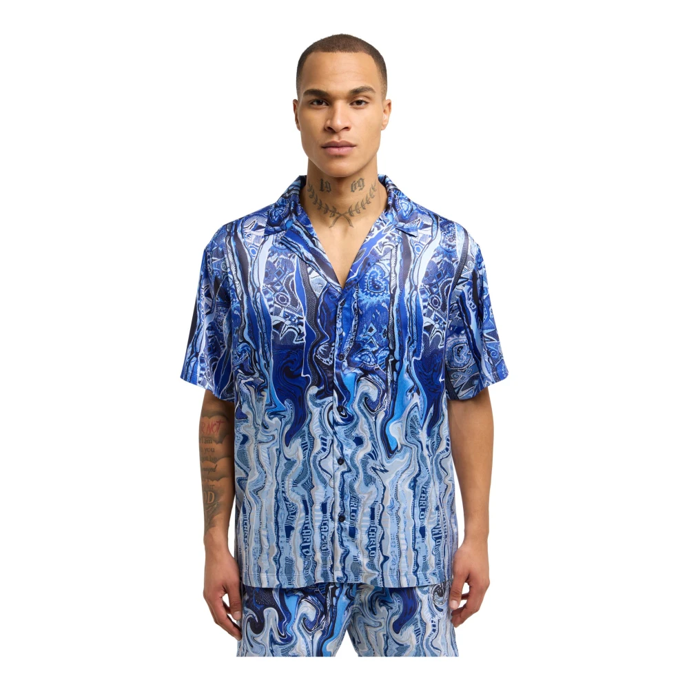 carlo colucci Artistieke Gebreide Shirt Blue Heren