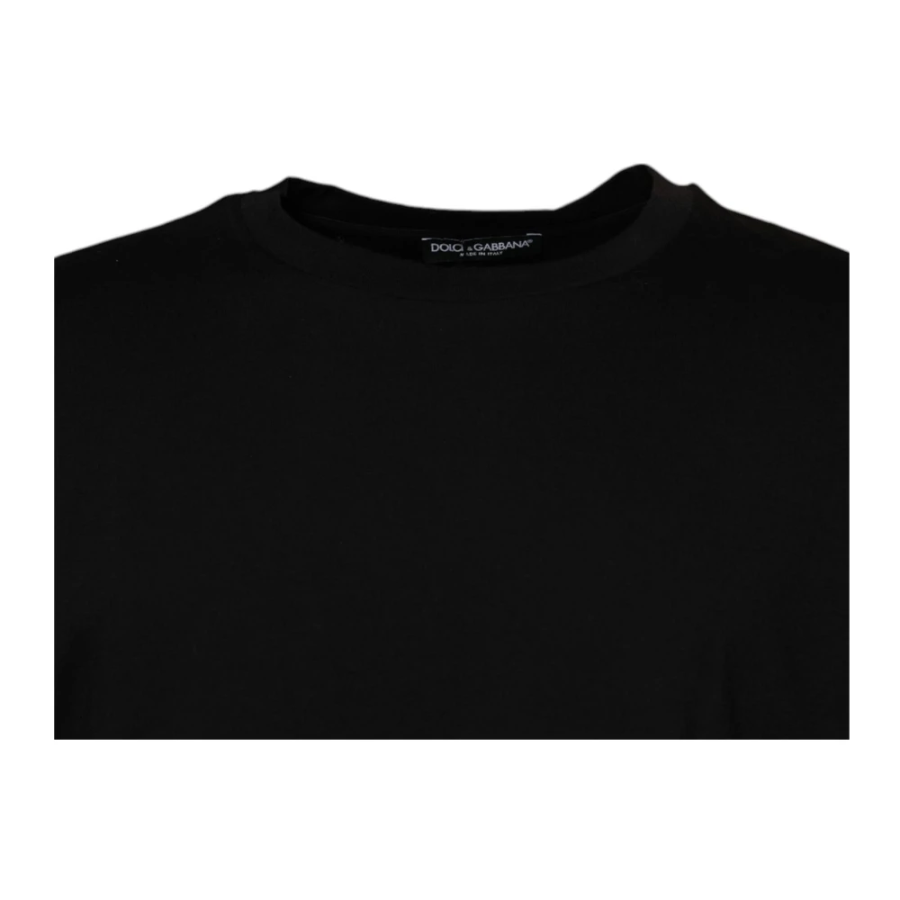 Dolce & Gabbana Zwarte katoenen T-shirt met logodetails Black Heren