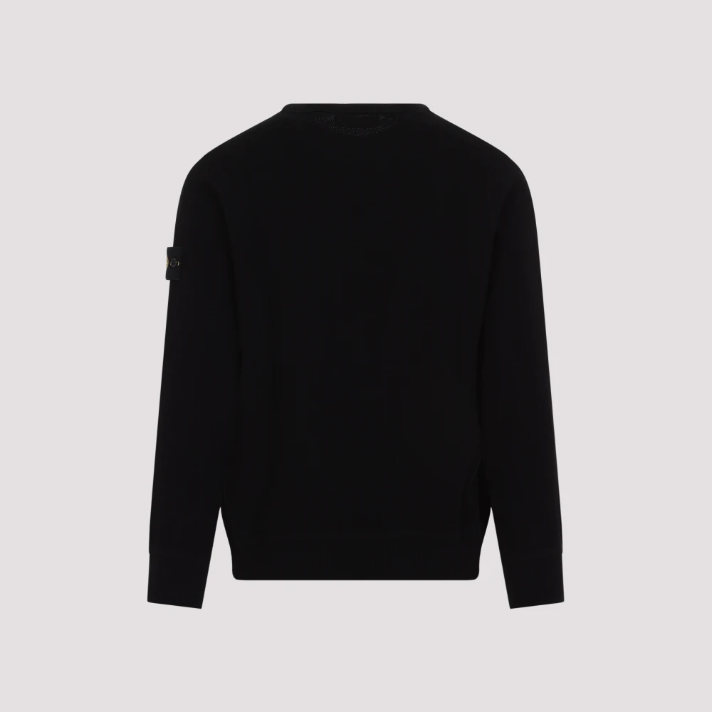 Stone Island Zwarte Katoenen Trui Met Ronde Hals Black Heren