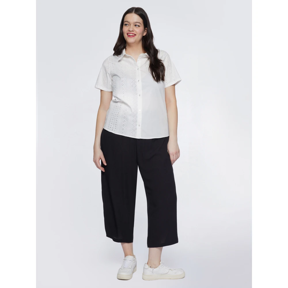 Fiorella Rubino Viscose Cropped Creponne Broek Black Dames