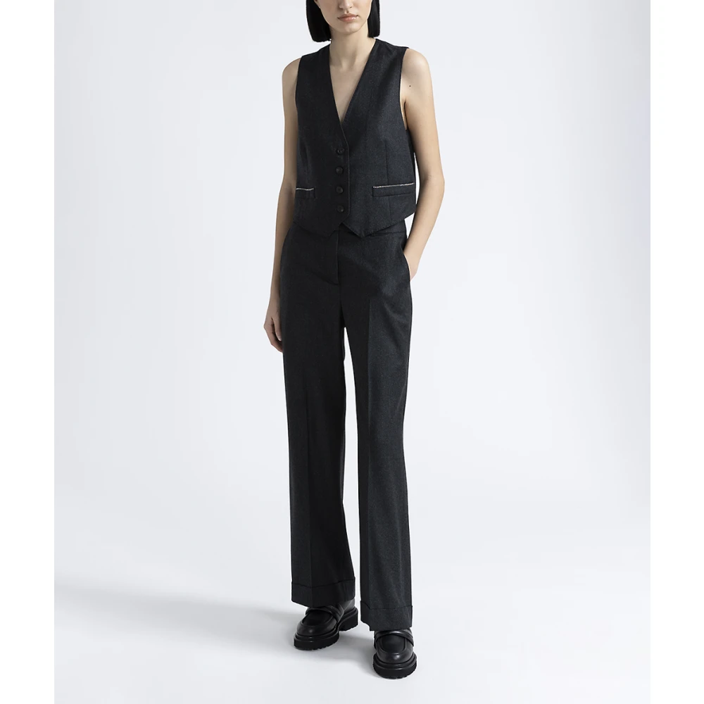 PESERICO Lurex wol flanellen gilet Gray Dames