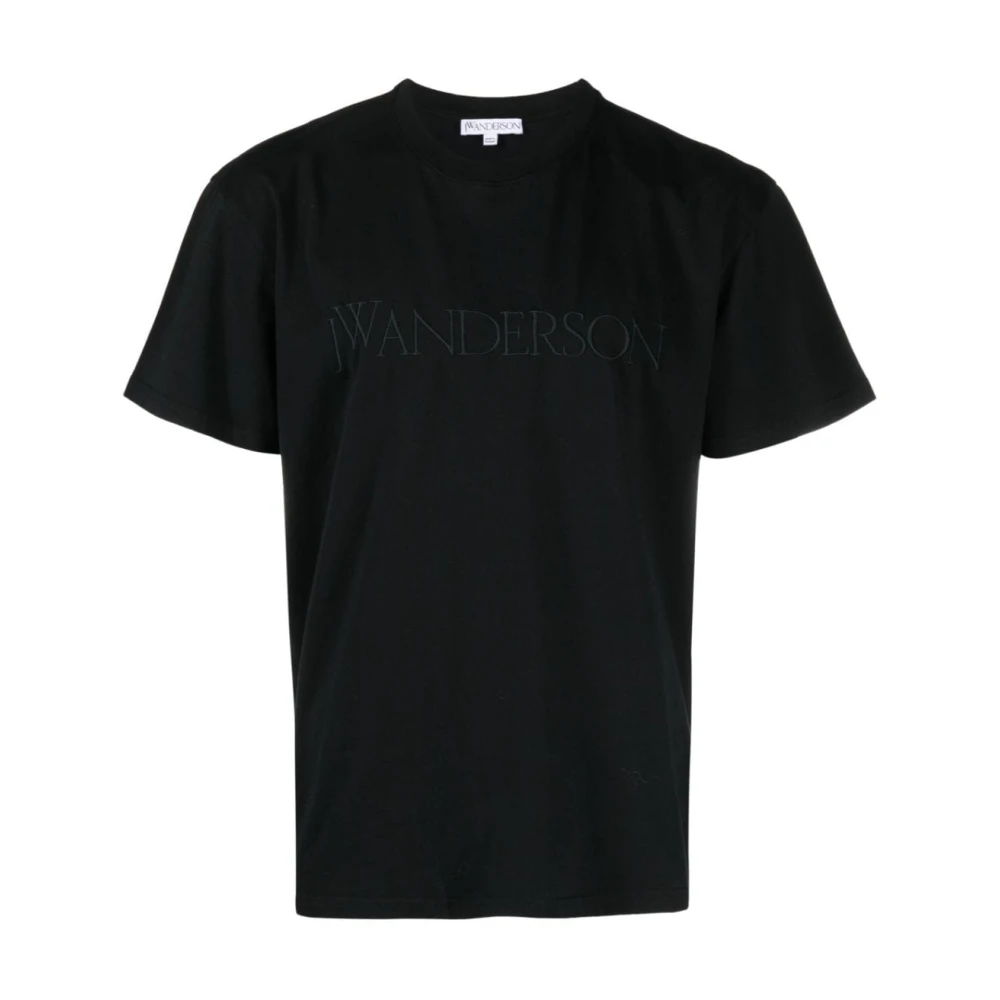 JW Anderson Zwart Katoenen T-Shirt met Geborduurd Logo Black Heren