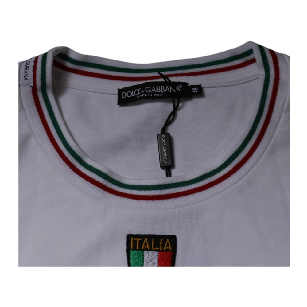 Dolce & Gabbana Grafische Print Katoenen Crew Neck T-shirt White Heren