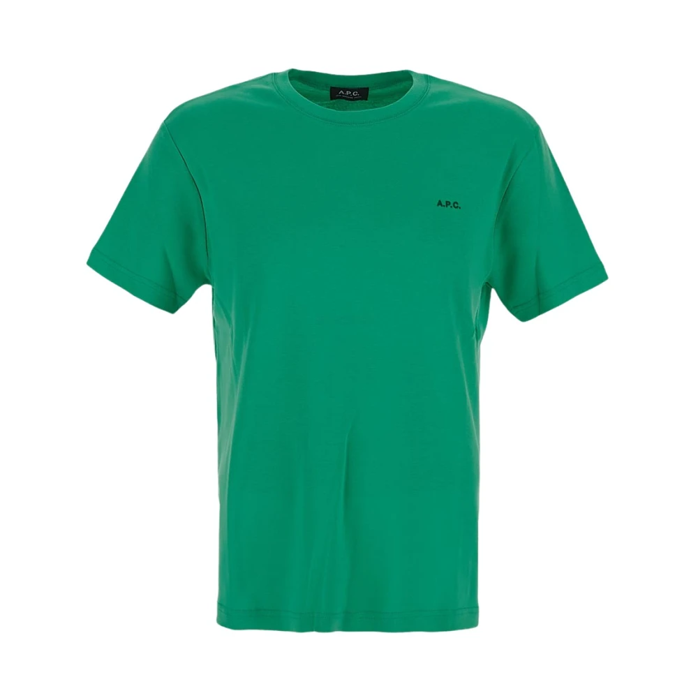 A.p.c. Groene Flocked Logo T-Shirt Green Heren