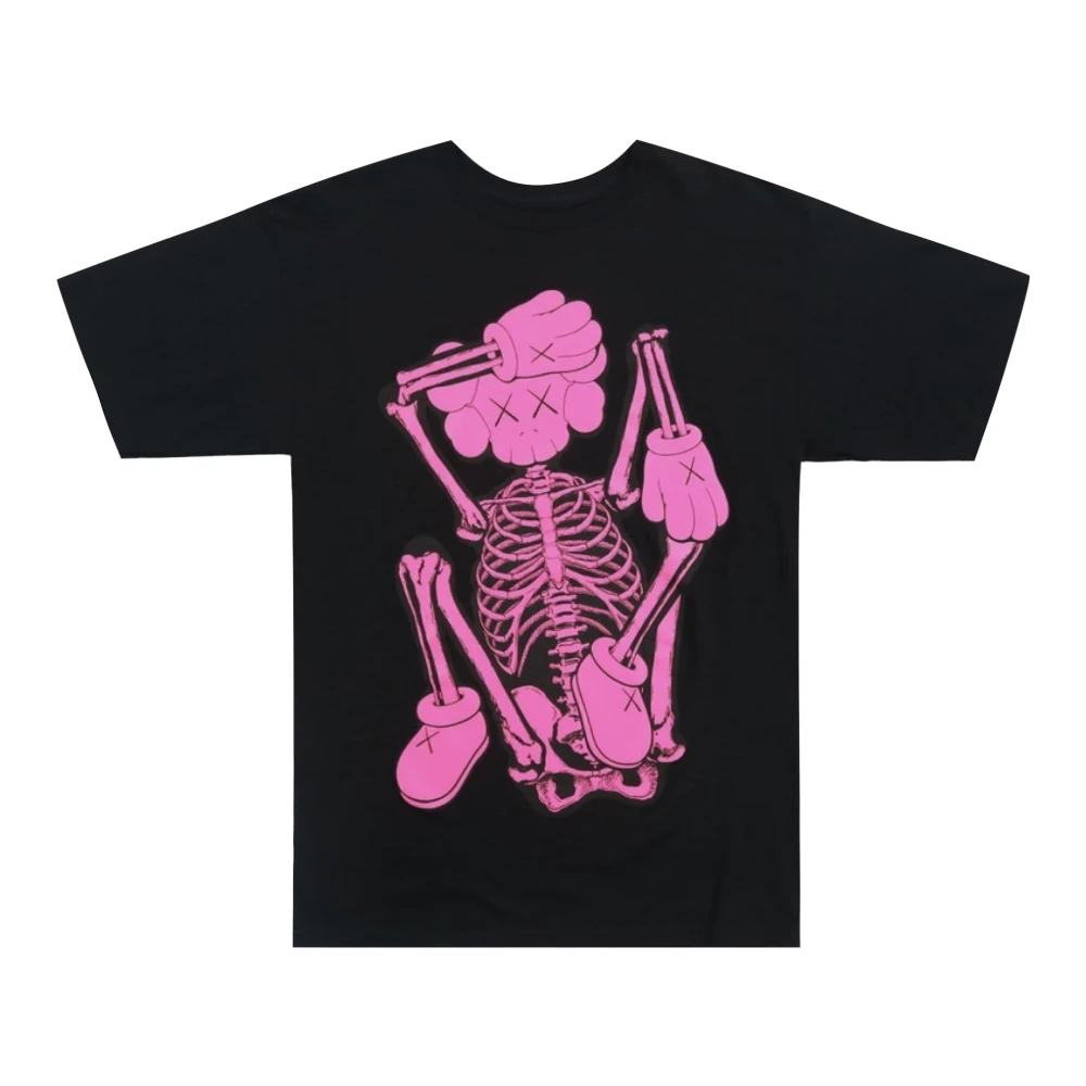 Kaws Beperkte oplage Skeleton Fiction T-shirt Roze Black Heren