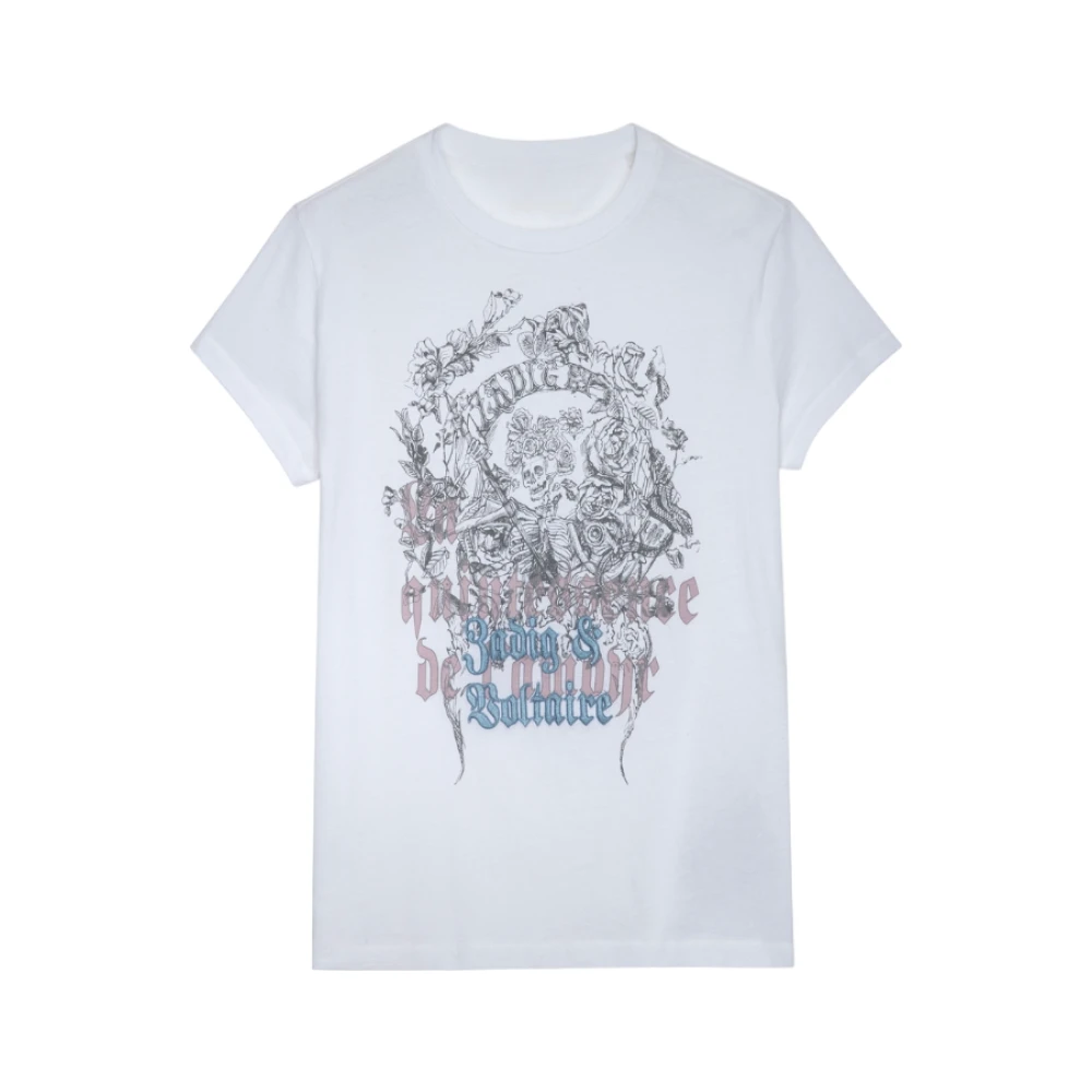 Zadig & Voltaire Witte katoenen T-shirt met schedelprint voor dames White Dames