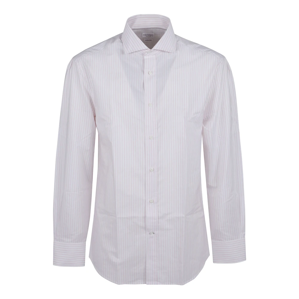 BRUNELLO CUCINELLI Wit Katoenen Overhemd Elegante Stijl White Heren