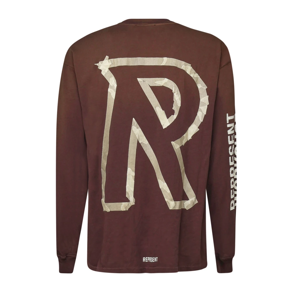 Represent Katoenen sweatshirt Ronde kraag Lange mouwen Brown Heren