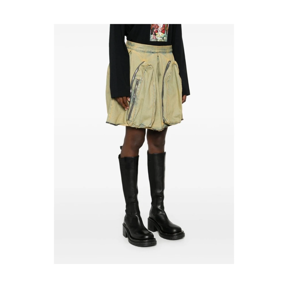 Who Decides War Olijfgroene Denim Draped Rok Green Dames