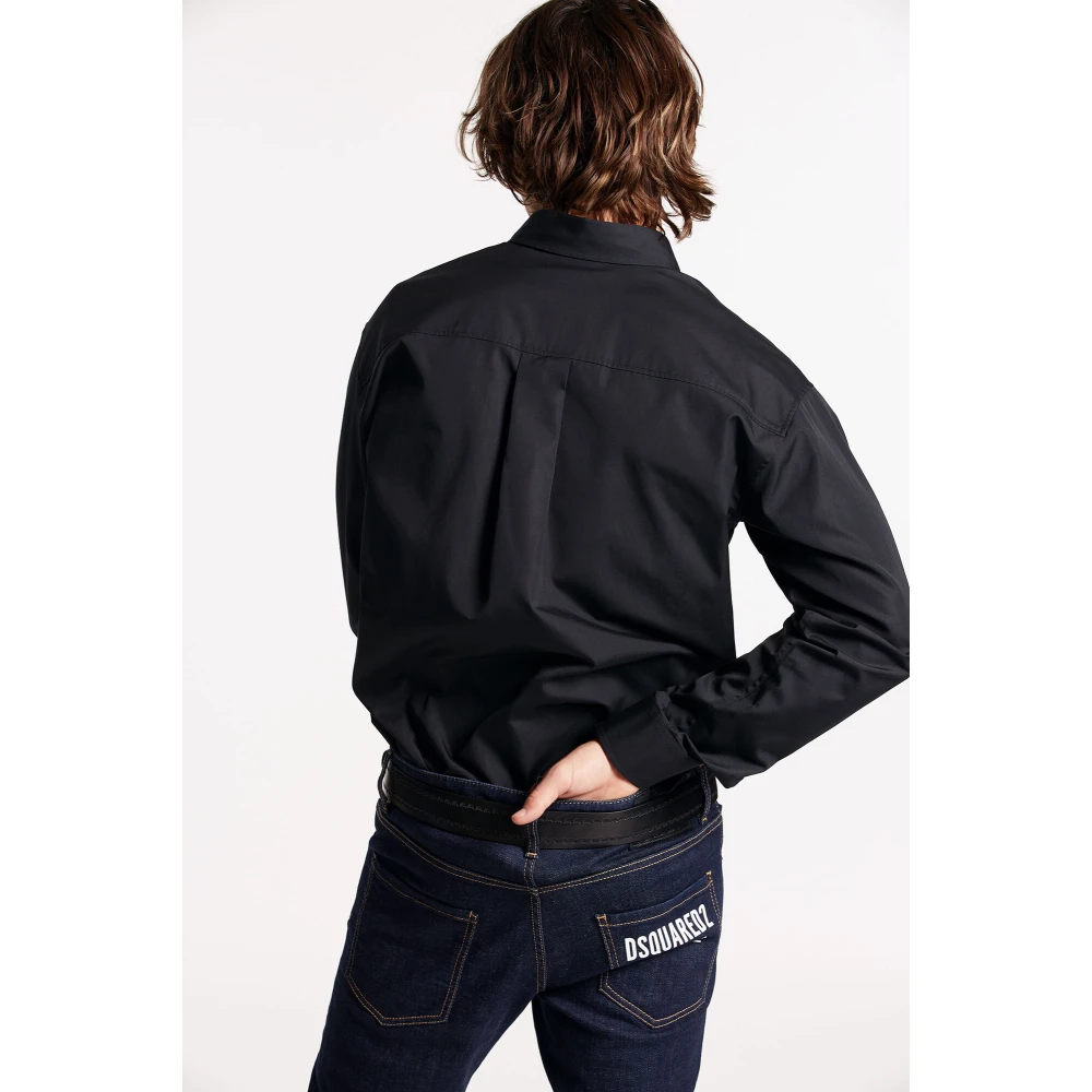 Dsquared2 Varsity Shirt met Verlaagde Schouders Black Heren