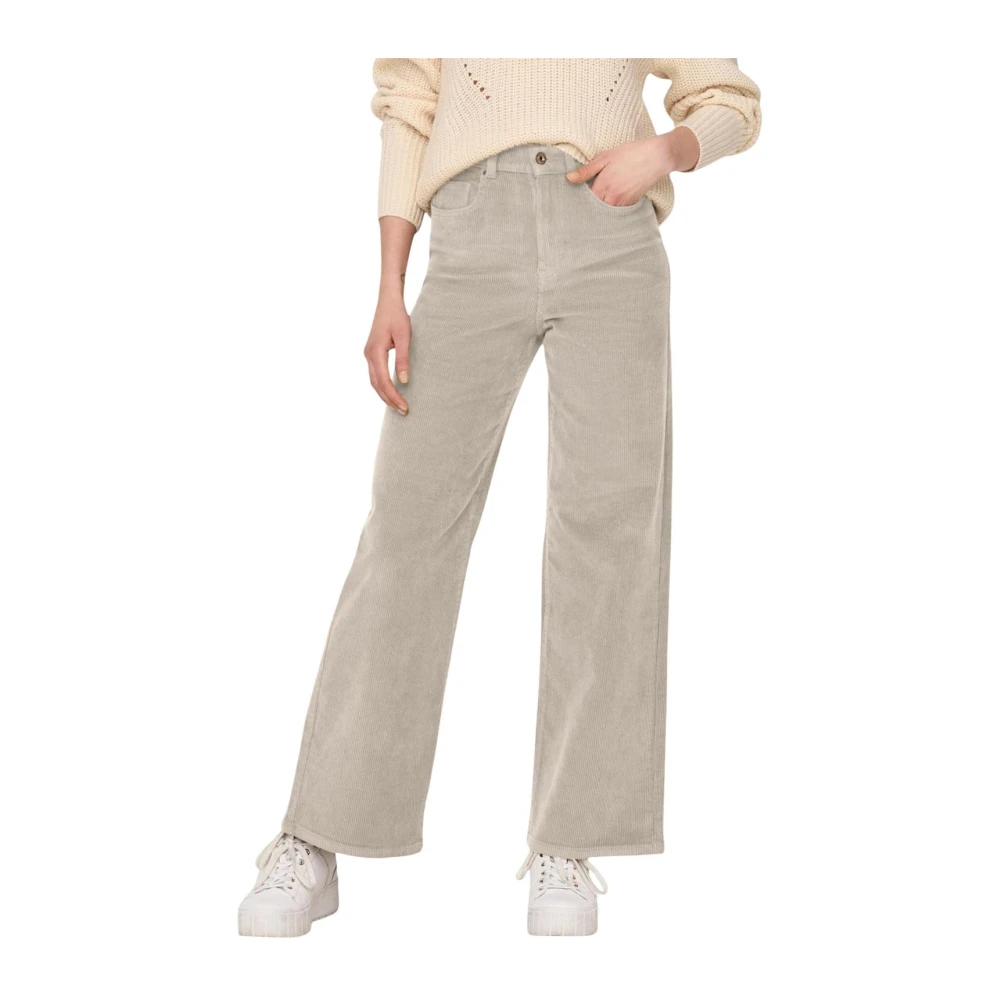 Only Women's Beige Wide Trousers, Xs L32, Wide Leg Tailored Trousers