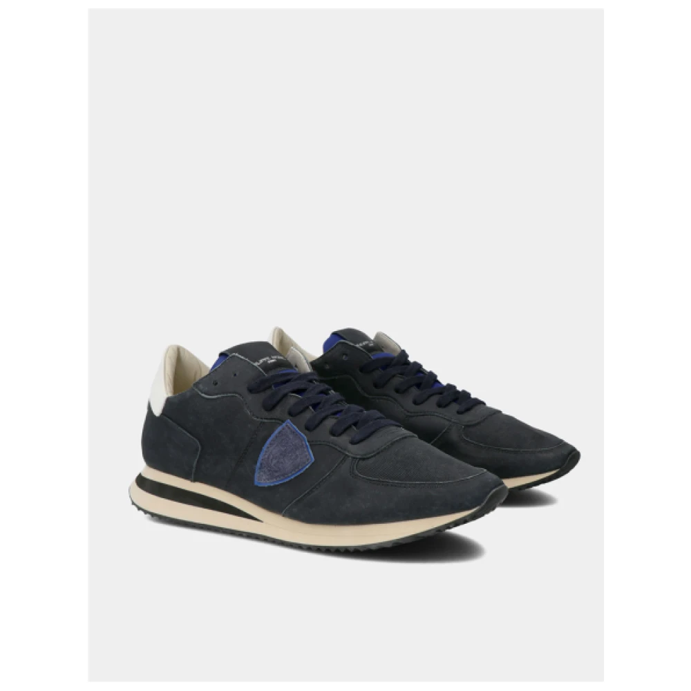 Philippe Model Blauwe Leren Tropez Mondial Sneakers Blue Heren