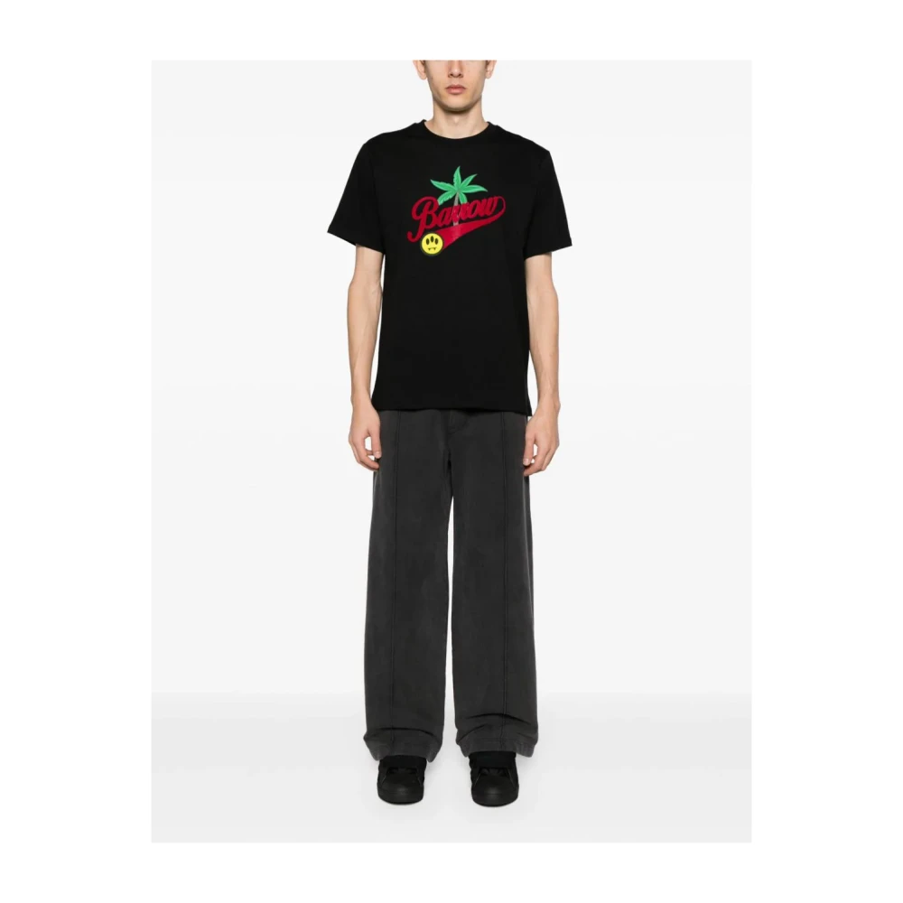 Barrow Bedrukte Crewneck T-shirts en Polos Black Heren