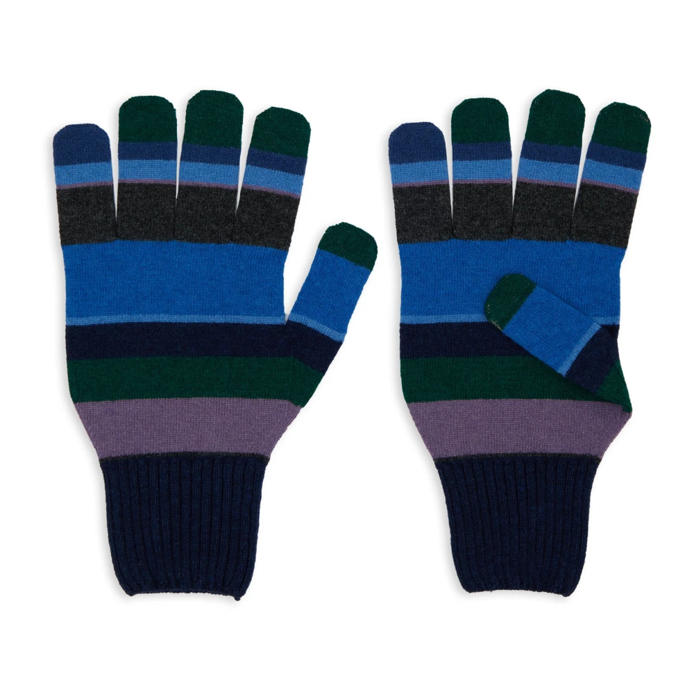 Gallo Gestreepte Blauwe Wollen Handschoenen Multicolor Heren