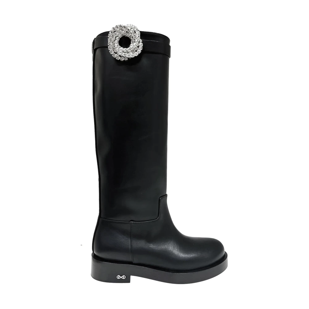 Mach & Mach Women's Black High Boots, 4 1/2 Uk, Galaxy Knee-Length Boots