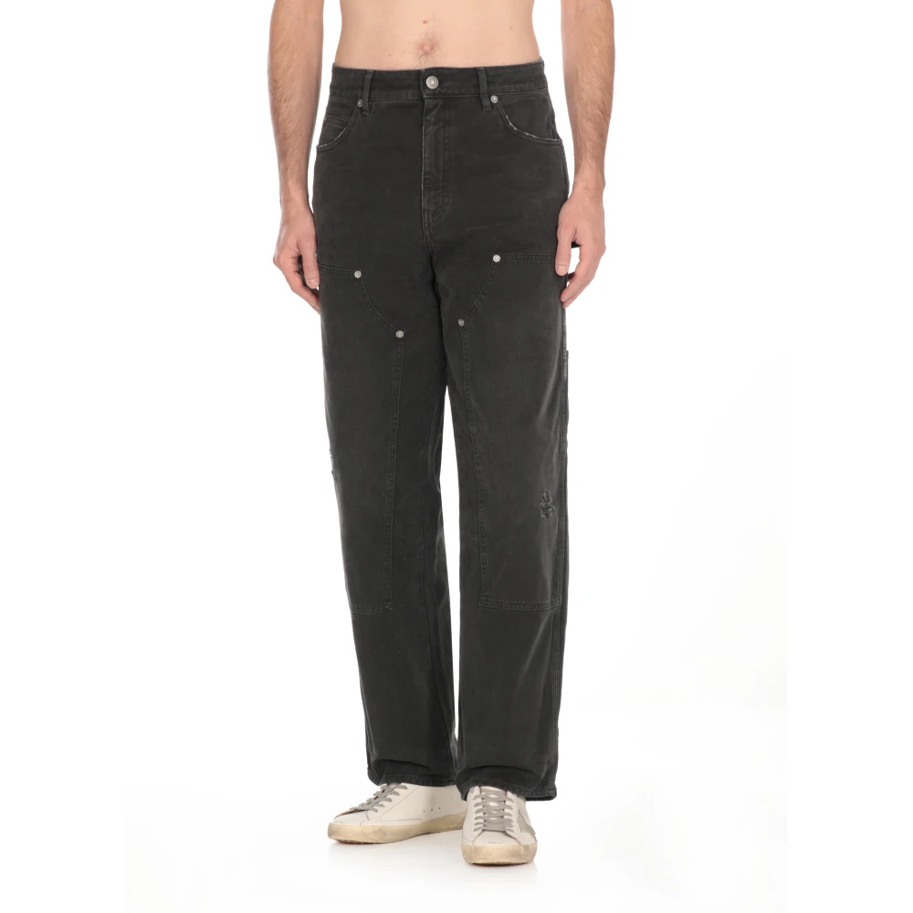 Golden Goose Zwarte katoenen jeans met sterlogo Black Heren