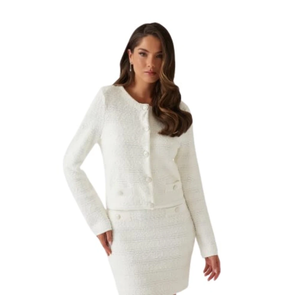 Guess Paillet Bouclé Jas White Dames