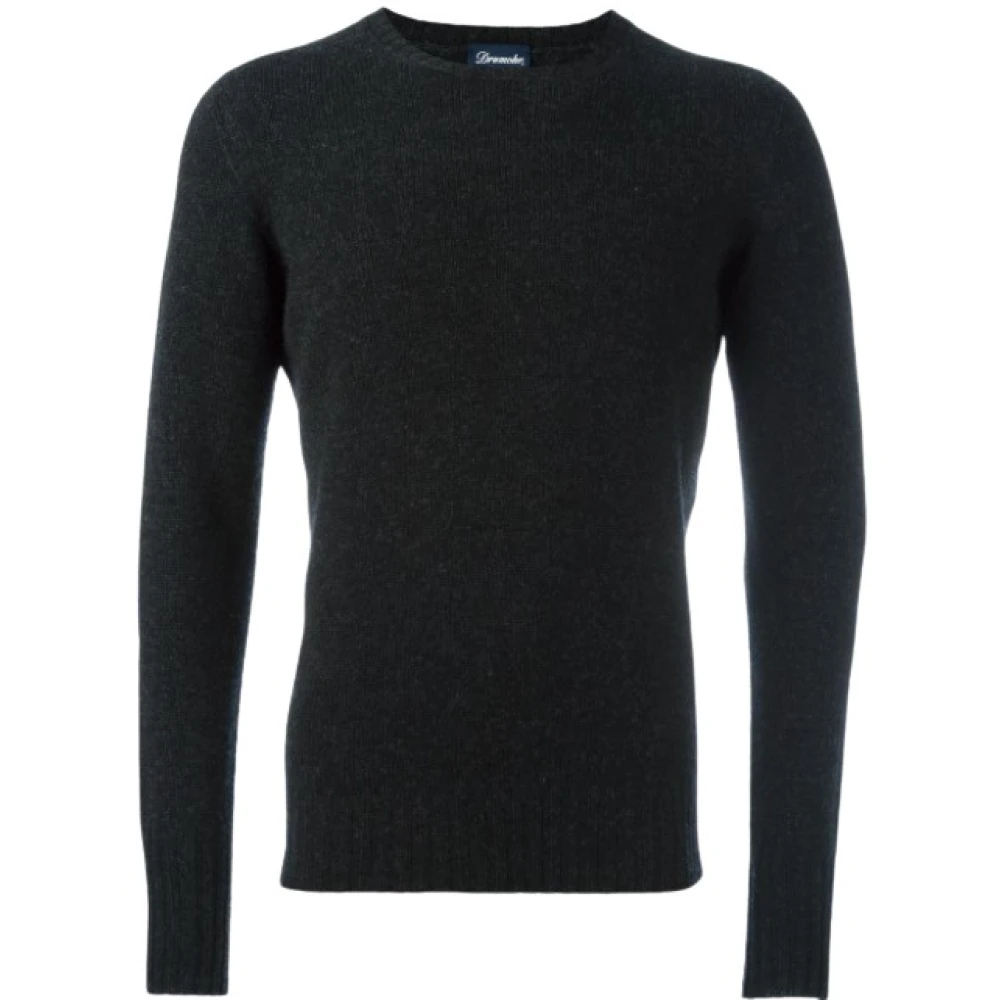 Drumohr Donkergrijze Wol Ronde Hals Pullover Gray Heren