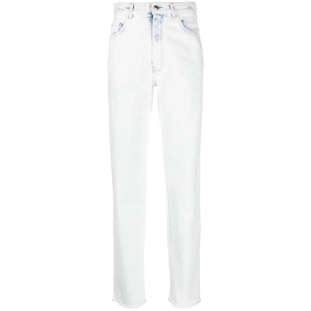 Gcds Bling Denim Straight Jeans Wit White Dames