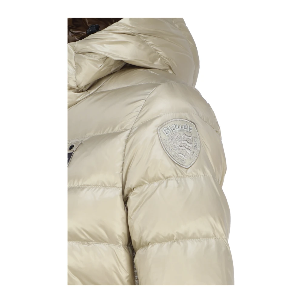 Blauer Iridescent Witte Donsjas Beige Dames
