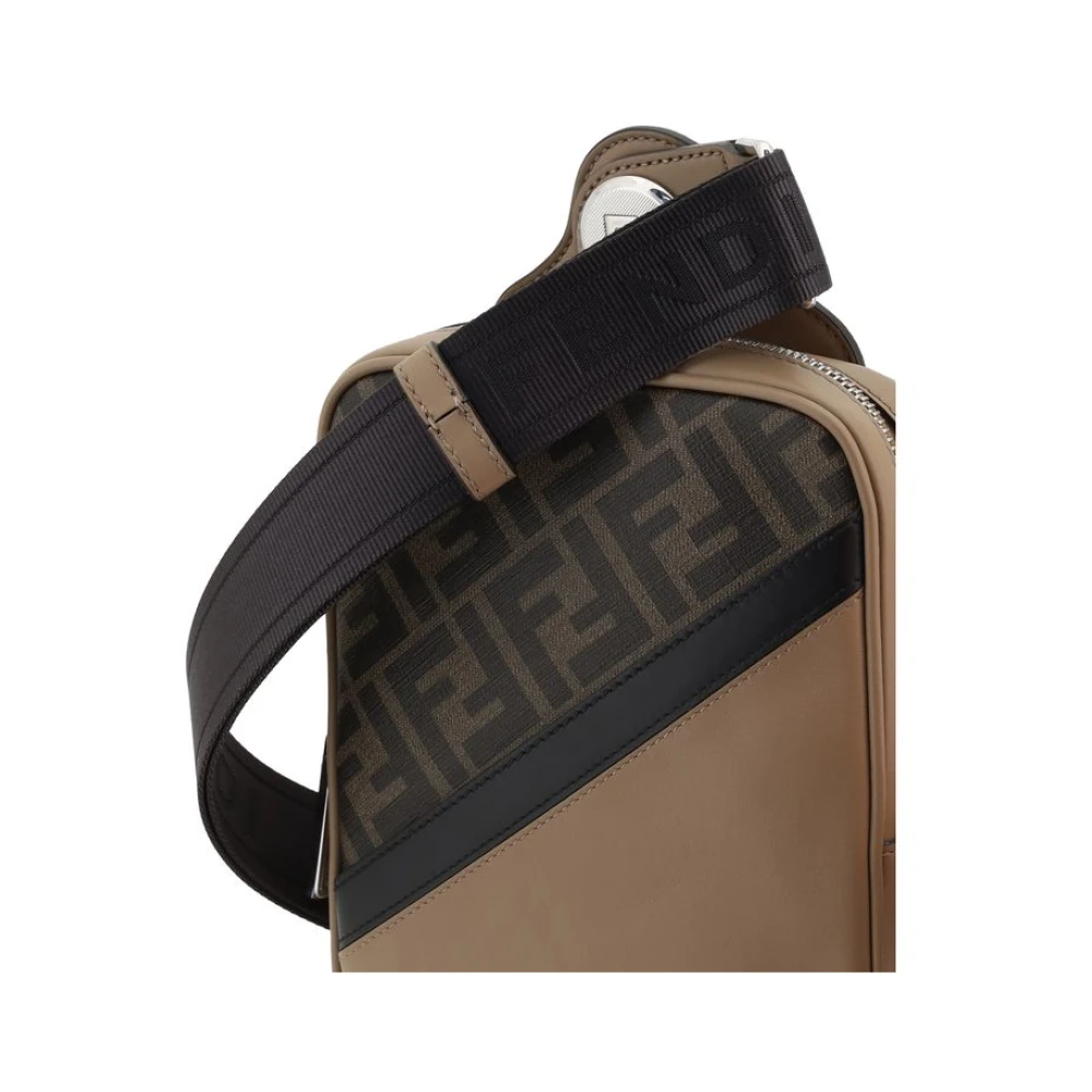Fendi Een-Schouder Crossbody Tas Brown Heren