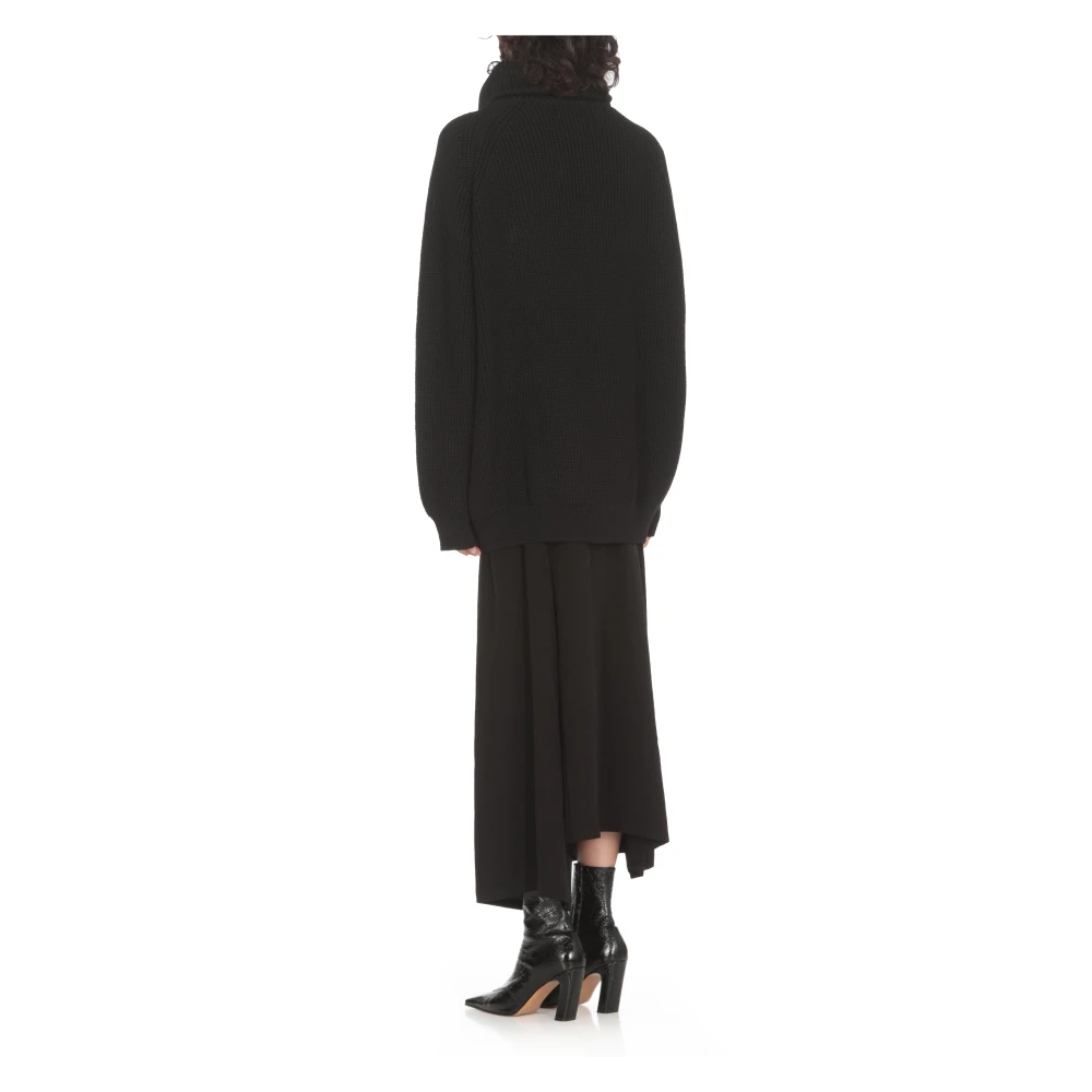 Y-3 Zwarte wollen trui met hoge hals Black Dames