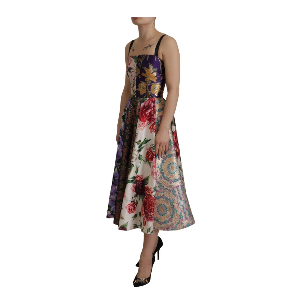 Dolce & Gabbana Women's Multicolor Midi Dresses, 3XS, Patchwork Silk Dress