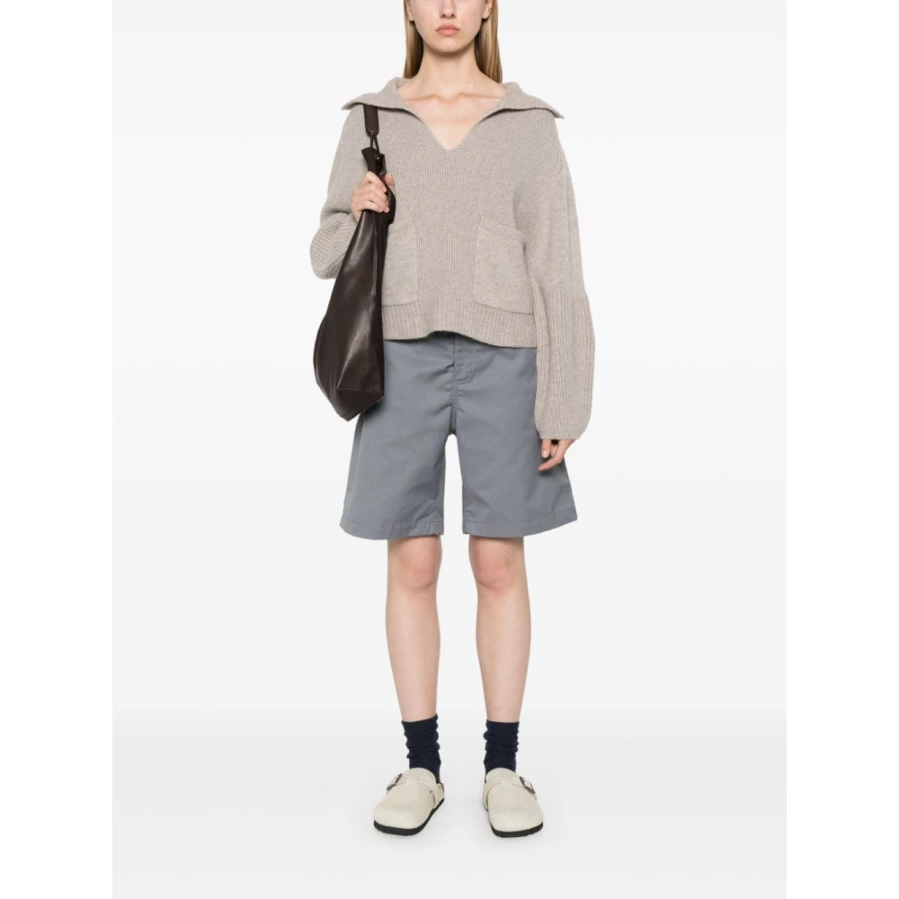 allude Grijze Kasjmiertrui met V-hals Gray Dames