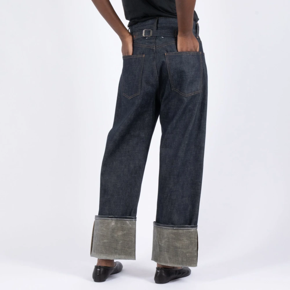 Maison Margiela Gelakte Omgeslagen Denim Jeans Blue Dames