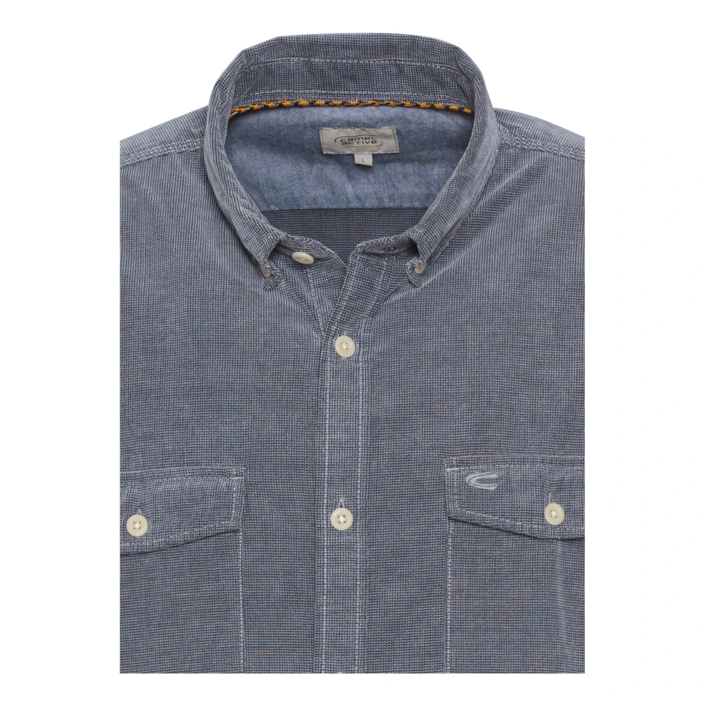 camel active Corduroy Regular Fit Overhemd met Lange Mouwen Blue Heren