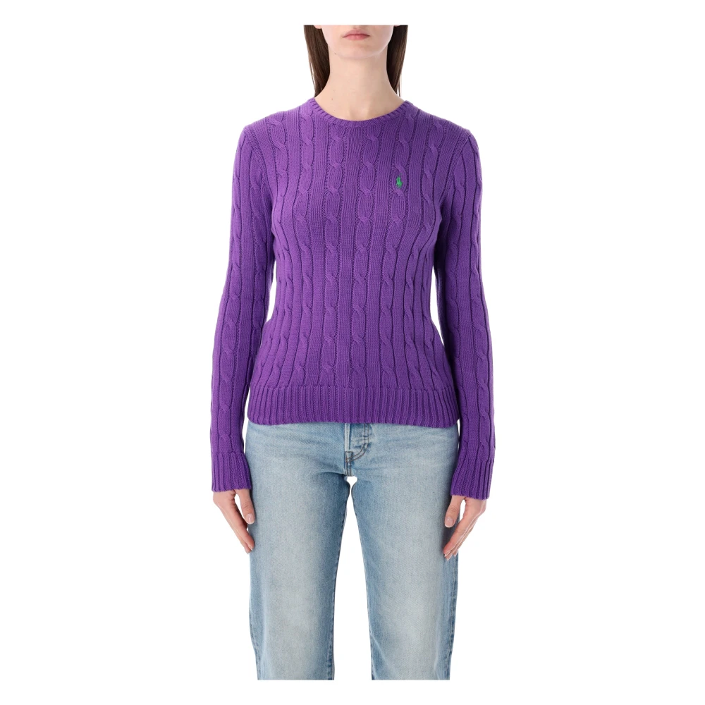Polo Ralph Lauren Women's Purple Round-Neck Knitwear, L, Julianna Classic Knit