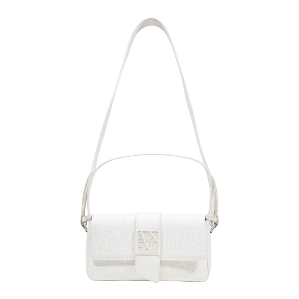 Armani Exchange Donna Bianco Solid Color Shoulder Bag