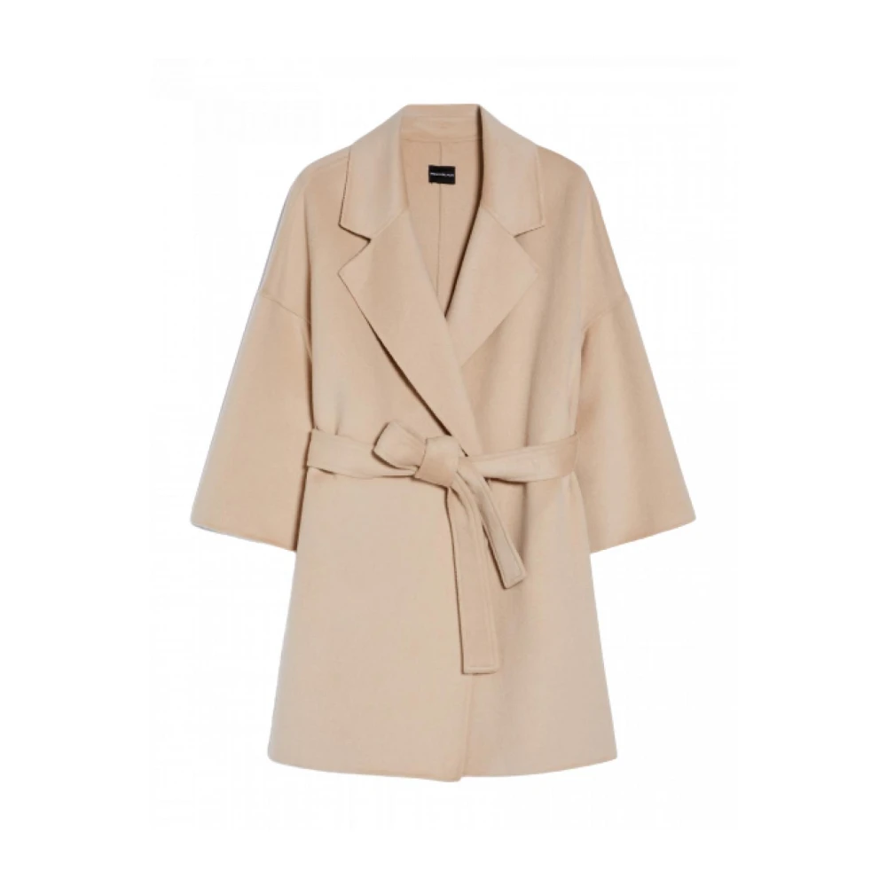 Pennyblack Wollen Blend Dubbele Jas met Riem Beige Dames