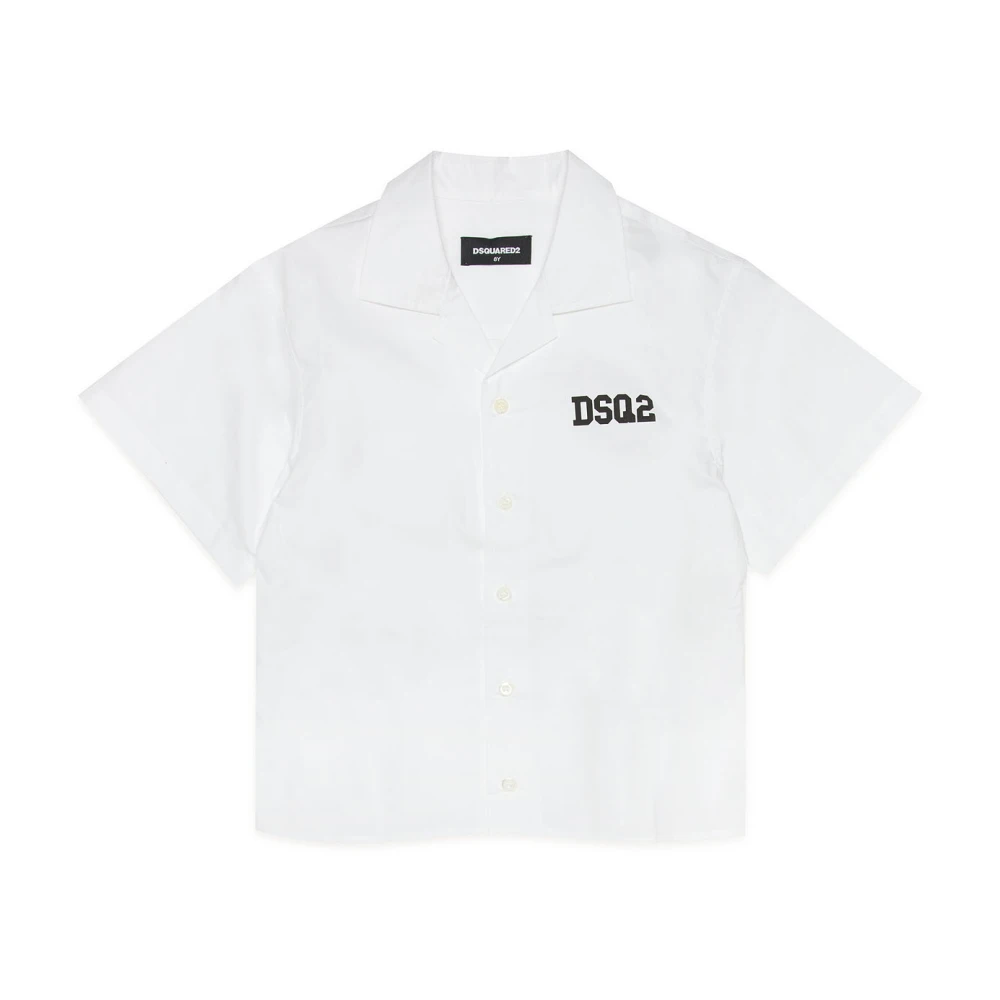 Dsquared2 Barn Vit Logotyp Tryck Skjorta White, Pojke