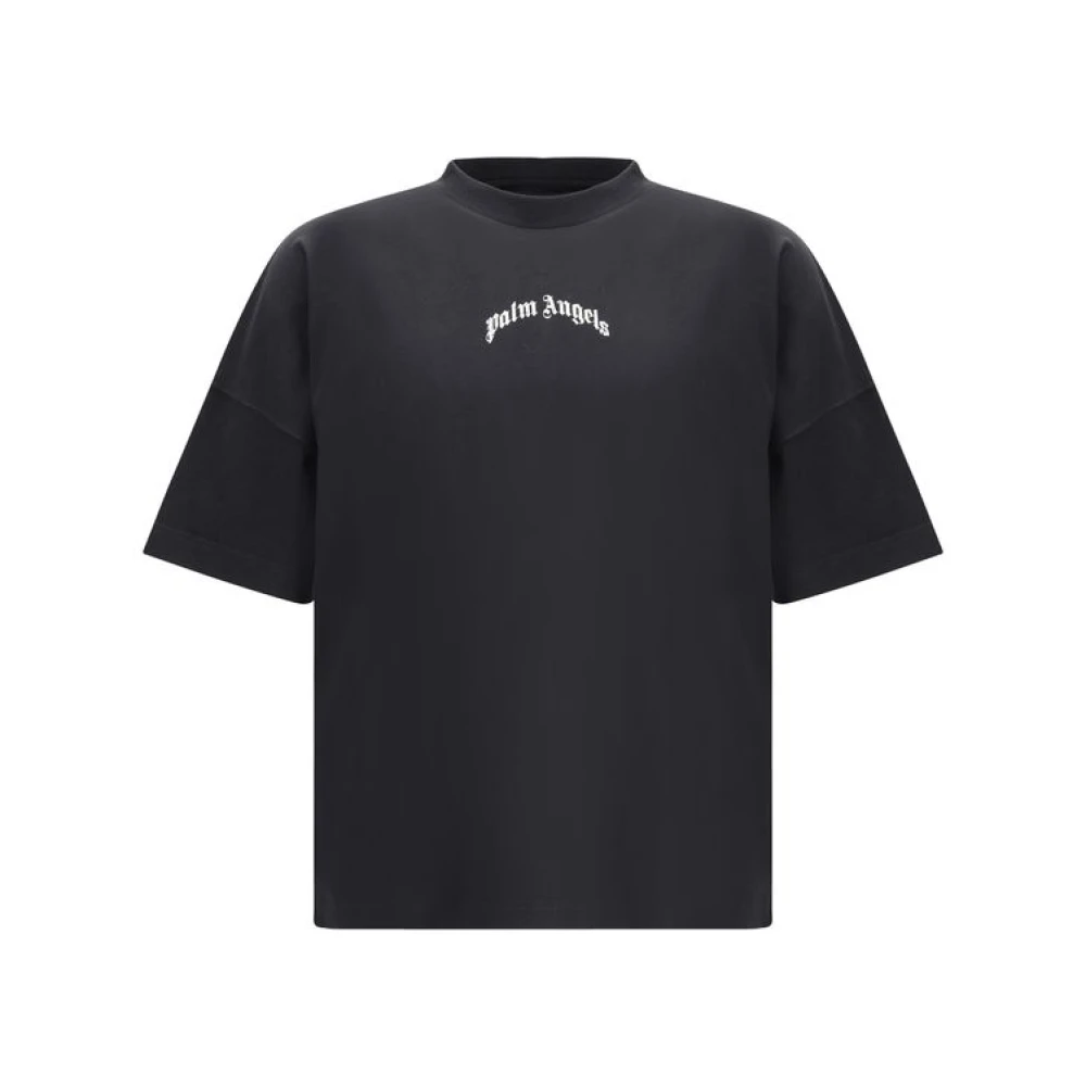 Palm Angels Contrasterend Logo Oversized Zwart T-shirt Black Heren