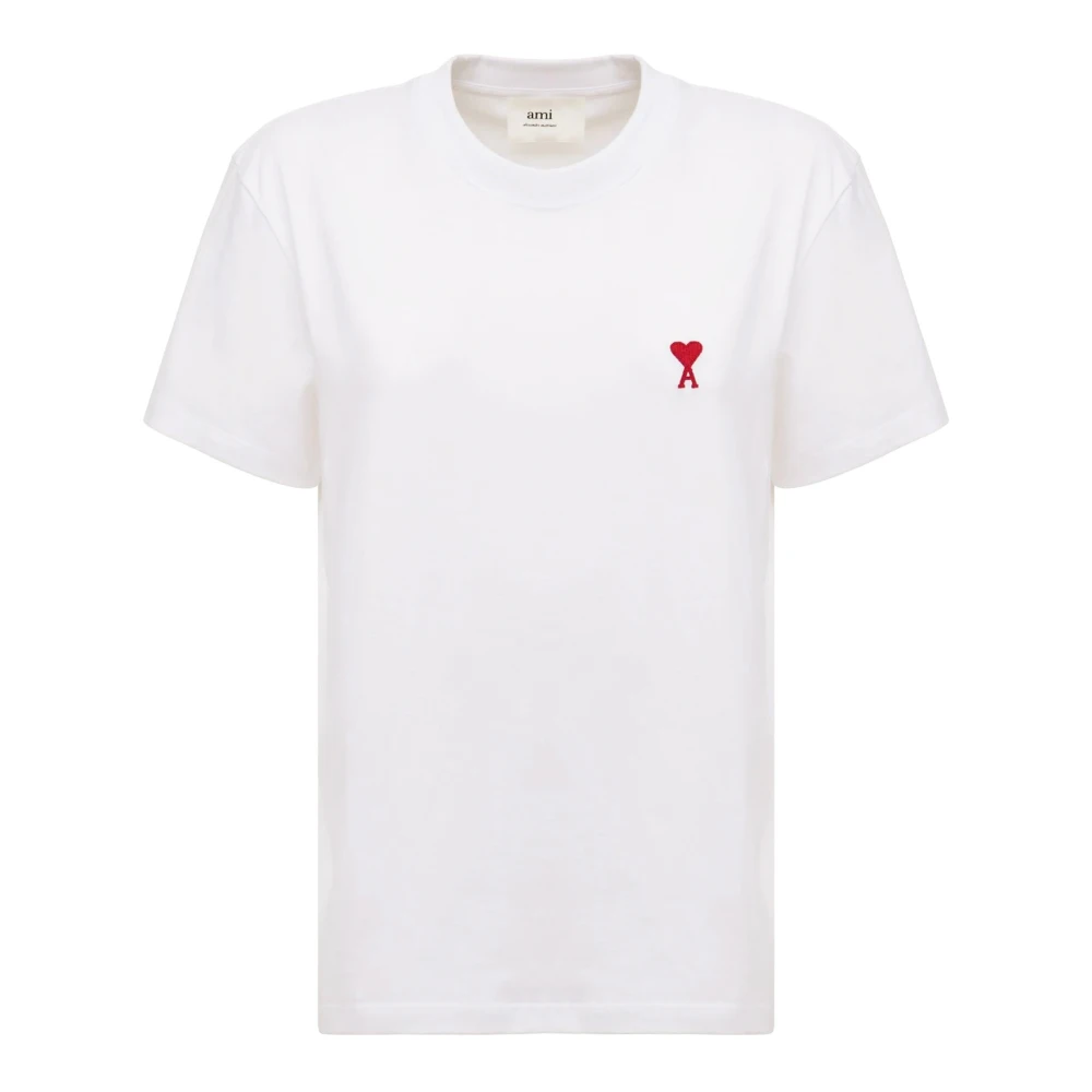 Ami Paris Witte Katoenen T-shirt met Monogram Motief White Dames